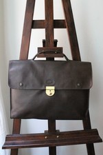 Longchamp cartable en cuir grainé marron