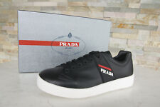 PRADA Taille 40 6 Sneakers Chaussures à Lacets 4E3197 Noir Neuf Autrefois
