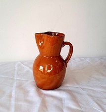 Ancien pichet en céramique vernissée marron – style rustique vintage – 20 cm