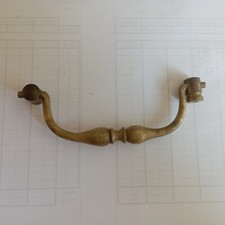 Poignee tombante laiton massive, decor bronze, entraxe 110mm