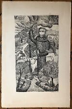 Caillaud Aristide Lithographie originale signée 1967 art brut art singulier