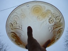 COUPE D ' ECLAIRAGE SUSPENSION PLAFONNIER ART DECO VERRE MOULE SIGNE LOTI NANCY