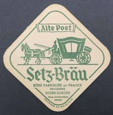 Sous-bock BIÈRE SETZ BRAU vert foncé ARMENTIERES beermat coaster 19