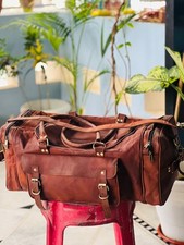 Sac de voyage en cuir de chèvre véritable sac de sport marron bagage de nuit ...