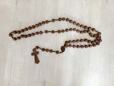 Ancien grand chapelet de pénitent en bois (corozo ?) - souvenir de Lourdes (41)