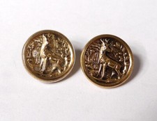 Paire petits boutons chasse vénerie métal doré cerf collection XIXè siècle