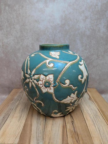 Vase boule vintage turquoise