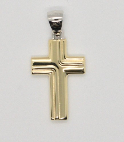 Pendentif croix blanc et - or,