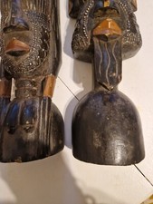 masque africain couple 45cm de hauteur bois de 2 couleurs