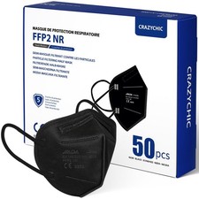 50x Masque FFP2 NR Noir  Norme