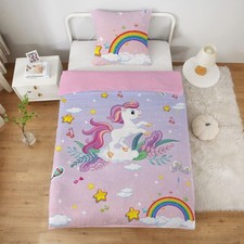 Housse de Couette 140x200 Licorne Enfant Fille 1 Personne Parure de lit Rose ...