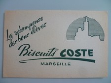 BUVARD PUBLICITAIRE ANCIEN / BISCUITS COSTE MARSEILLE VERT FONCE
