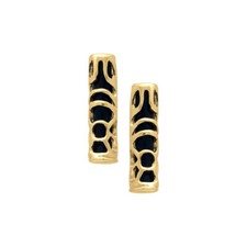 Boucles d'oreilles pendantes tiki polynésien resine plaqué or 750/000 garanti