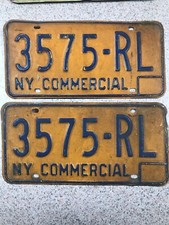 New York  Commercial Car Truck  License Plate Tag Pair (2). Vintage Lot Man Cave