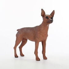 Mini Pinscher Figurine Main Peint de Collection Statue Rouge/Marron