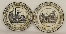Antique French Ceramic Plate Battle Scene C. 1840 P & H Choisy