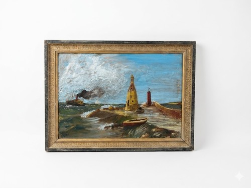 Tableau ancien marine - , huile
