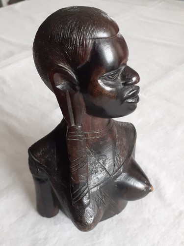 Sculpture bois buste - , femme