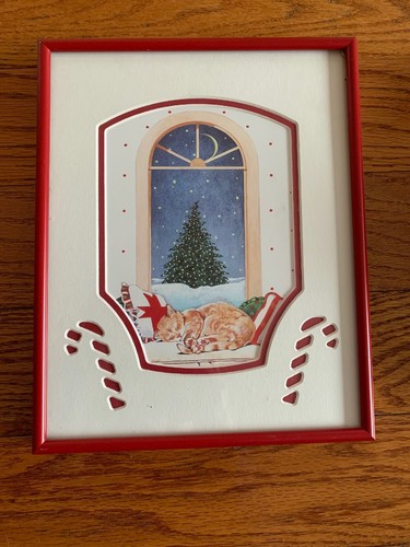 Framed christmas tree with cat - with,