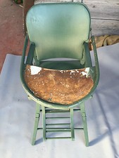  Ancienne chaise en bois haute bébé art pop vintage french antique baby chair