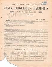 1896 CIRCULAIRE QUOTIDIENNE ZENON DELGRANGE & MACQUERON A PARIS