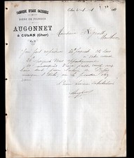 CULAN (18) DISTILLERIE / EAUX GAZEUSES / BIERE de PIGNOUX "AUGONNET" en 1911