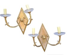 Pair of Antique Regency Style Sconces with 2 Candles Attributed to Baccarat.