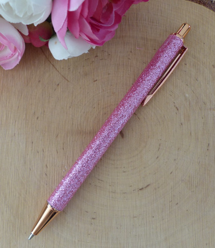 Stylo bille rose paillettes - bille, à