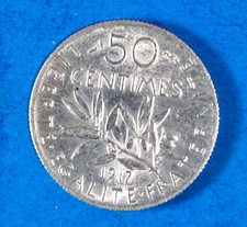 France * Pièce 50 centimes en argent  Semeuse 1917 *