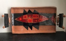 Chamotte Clay Tray by Georges Pelletier, era Capron Madura Renowned Ceramist