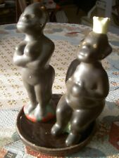 Couple salière saleron céramique ACCOLAY VALLAURIS Cannibales Noirs VINTAGE 1970