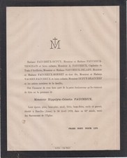 1878 Faire-part décès Hippolyte-Célestin FAUCHEUX - Burelles (Aisne).