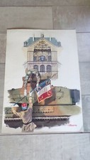 REPRODUCTION AQUARELLE Andréas Rosenberg - Ecole Cavalerie Saumur - 1989