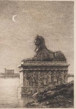 Armand QUEYROY : Egypte, Le Sphinx, Gravure originale signée