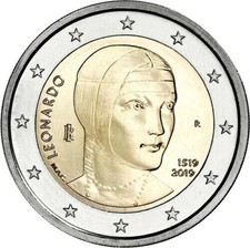 1x 2euro commémorative Italie 2019 - Léonard de Vinci (neuve)