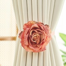 1 Paire Fleur Rose Rideau