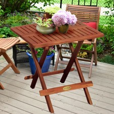 Extérieur Table Carré Bois Huilé Eucalyptus Bistrot Balcon Jardin Véranda Meuble