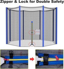  Filet Trampoline Filet de Sécurité 6 Poteaux 8FT- 6 Poles Noir Bleu      BBS