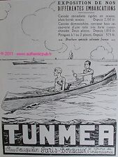 PUBLICITE TUNMER CANOE CANADIEN EN BOIS PIROGUE 1927 AD