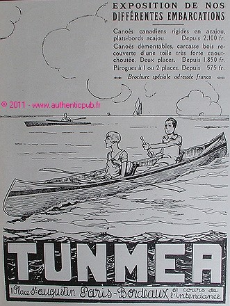 Publicite tunmer canoe - tunmer,