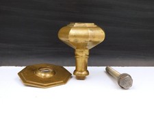 Ancienne Grosse Poignée de porte d'entrée octogonale bronze, Bouton central