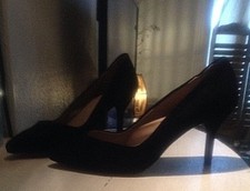 Escarpins Zara Taille 40 Noir Cuir Daim