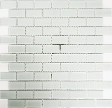 Mosaïque Blanc Rectangulaire Mauerverband Miroir Mosaïque Bain 66-0102_B 1 Mat