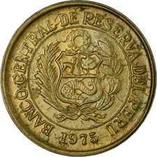 [#708969] Pièce de monnaie, Pérou, 1/2 Sol, 1975, Lima, EF (40-45), laiton, KM:260