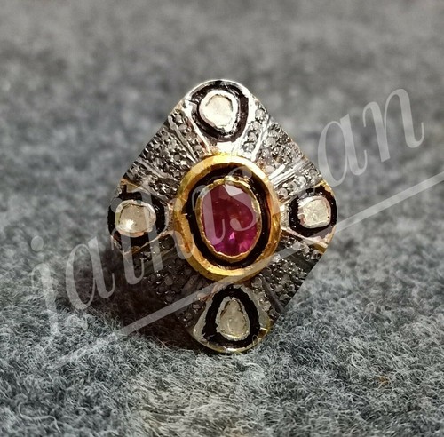 Bague rubis naturel ornée - bague,