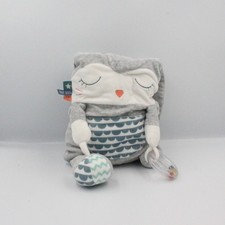 Doudou lapin gris blanc bleu