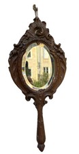 Miroir Ancien à Main en Bois