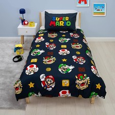 Housse De Couette Et Taie D'Oreiller Officielle Enfant Super Mario Noir