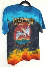 Tee shirt tie dye neuf sous licence Led Zeppelin Rock Band US Tour 1975 
