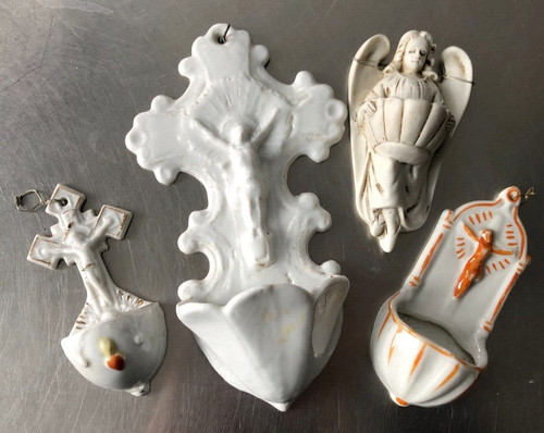 Lot bénitiers porcelaine - lot,
